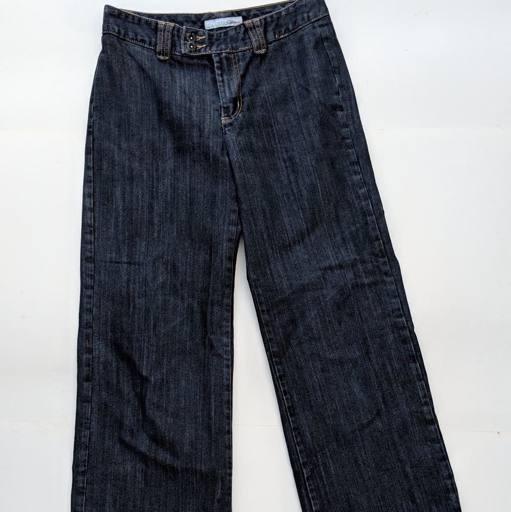 Chicos Black Platinum Jeans Slacks Flat Front